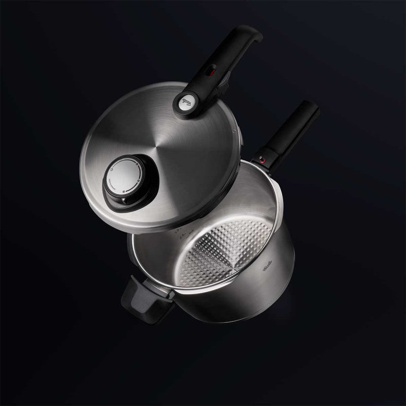 Fissler Vitavit Premium Pressure Cooker 22cm/6L+3.5l W/ Steamer Insert & Tripod Glass Lid
