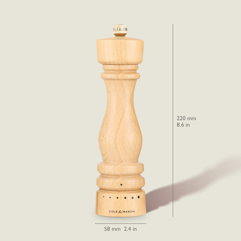 Cole & Mason London 180mm/ 7in Natural Beech Grind Select Gift Set