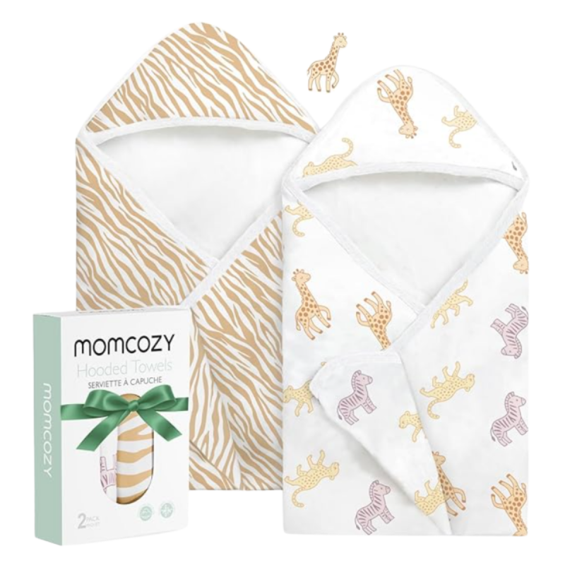 Momcozy Hooded Baby Towel Ultra Soft 2 in a pack - Little Safari XL 90x90cm