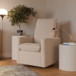 Babyletto Cali Pillowback Swivel Glider - Chai Shearling with Dark Wood Base