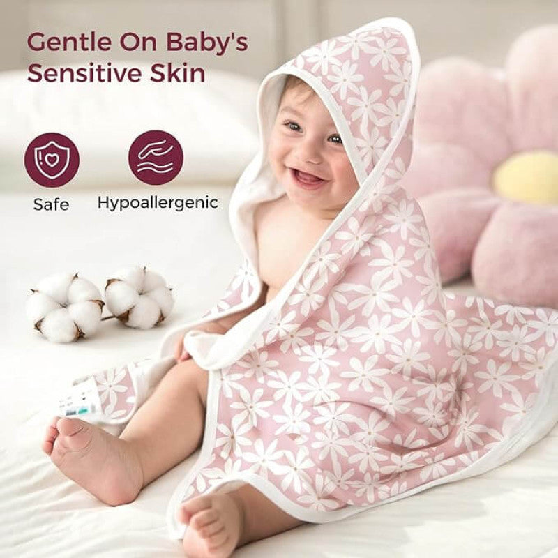 Momcozy Hooded Baby Towel Ultra Soft 2 in a pack - Bloom Bliss XL 90 X 90cm