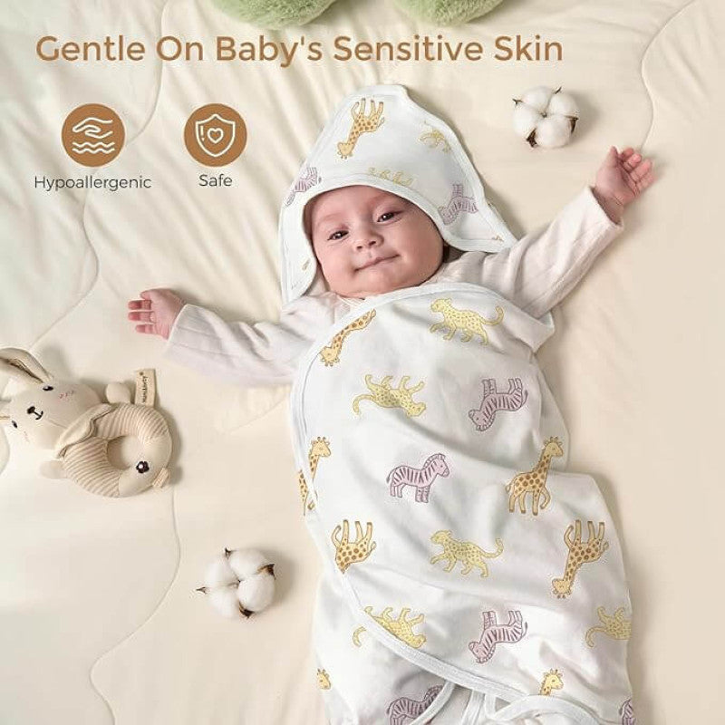 Momcozy Hooded Baby Towel Ultra Soft 2 in a pack - Little Safari XL 90x90cm