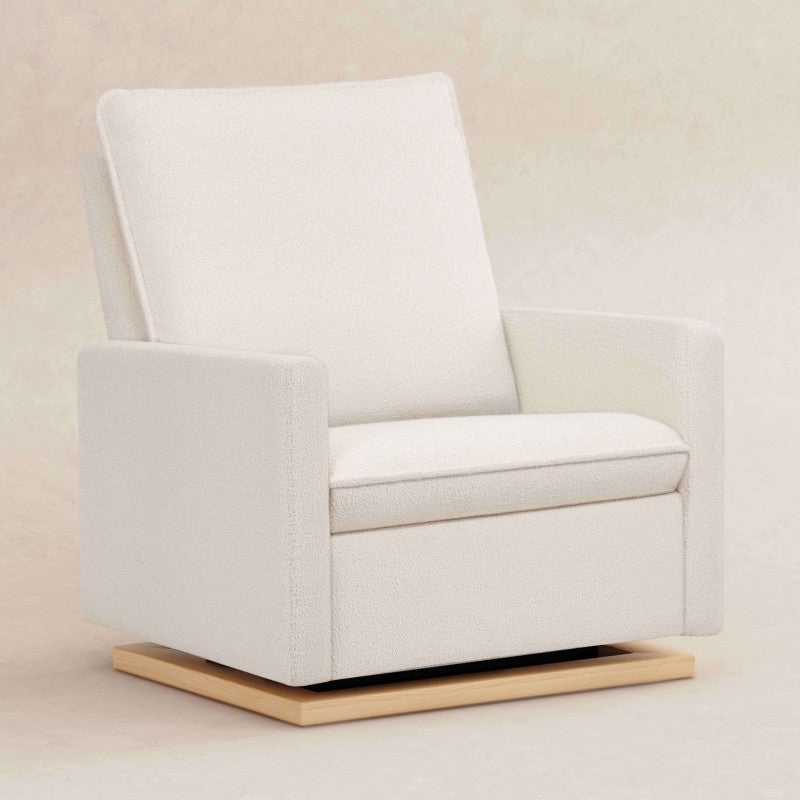 Babyletto Cali Pillowback Chair and a Half Glider - Chantilly Fleece with Light Wood Base