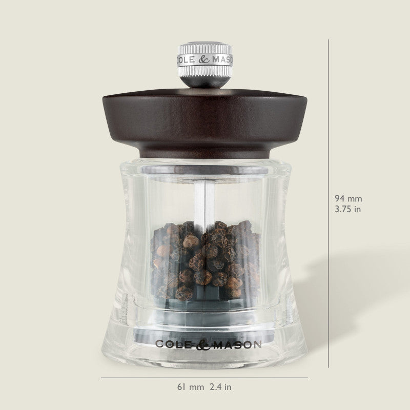 Cole & Mason Holborn 95mm/ 3.75in Acrylic & Black Wood Salt Mill