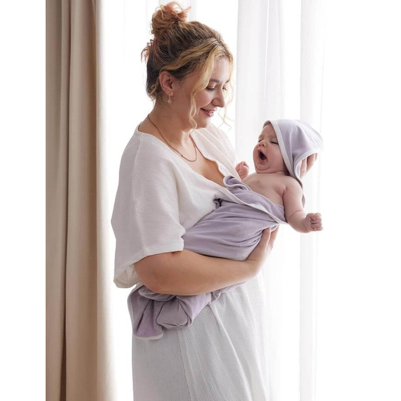 Momcozy Hooded Baby Towel Cotton 2 in a pack - Ink Wash Leaves