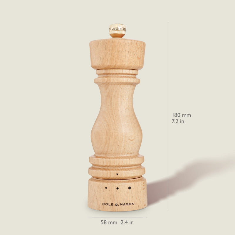 Cole & Mason London 180mm/ 7in Natural Beech Grind Select Gift Set