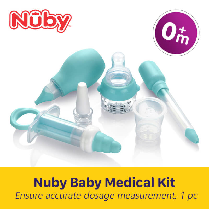 Nuby Medical Kit on Card - Nasal Aspirator Set, Medi Nurser, Medi Syringe, and Medi Dropper