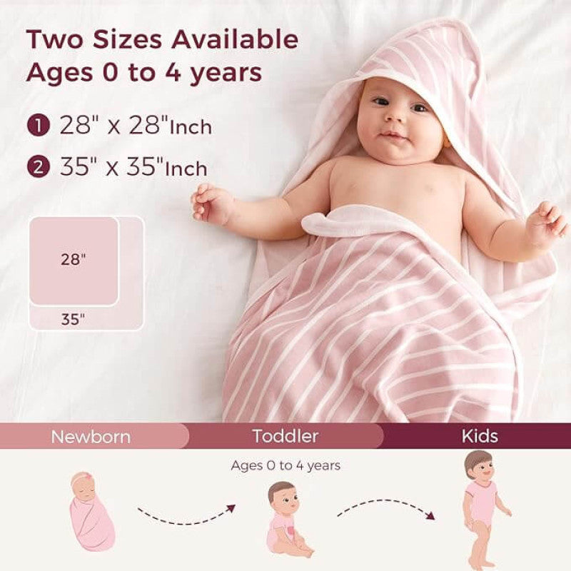 Momcozy Hooded Baby Towel Ultra Soft 2 in a pack - Bloom Bliss XL 90 X 90cm