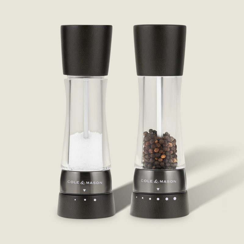 Cole & Mason Derwent 190mm/ 7.5in Black Wood Salt&Pepper Gift Set (Filled)