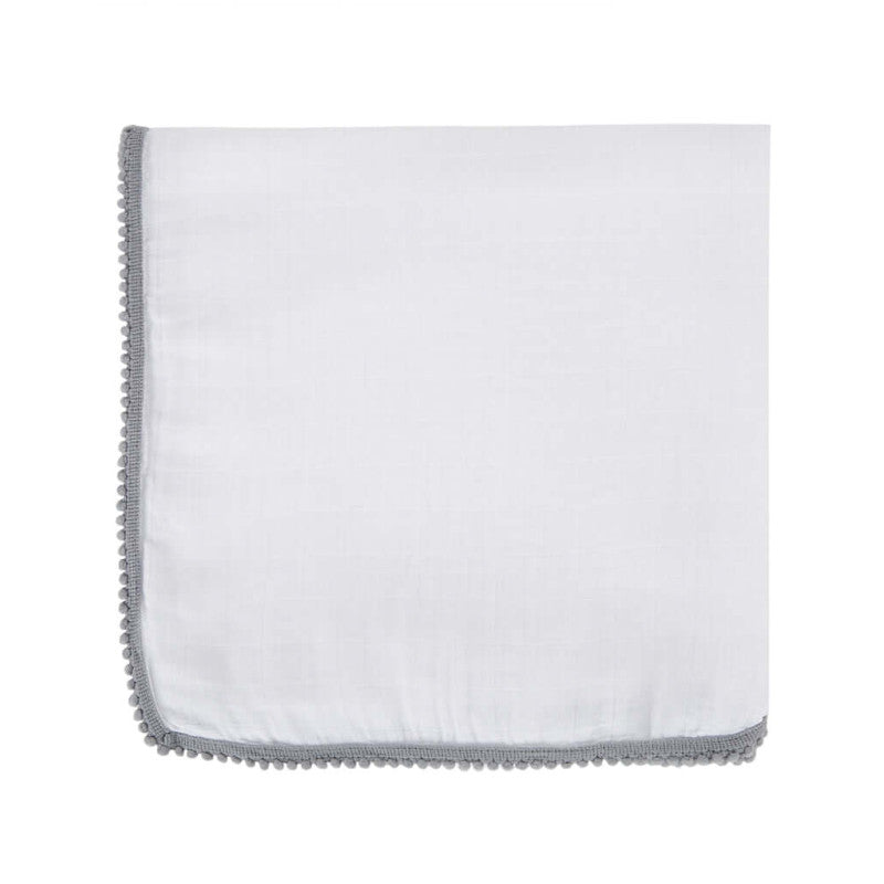 Malabar Baby Bamboo Pom Pom Swaddle - Grey