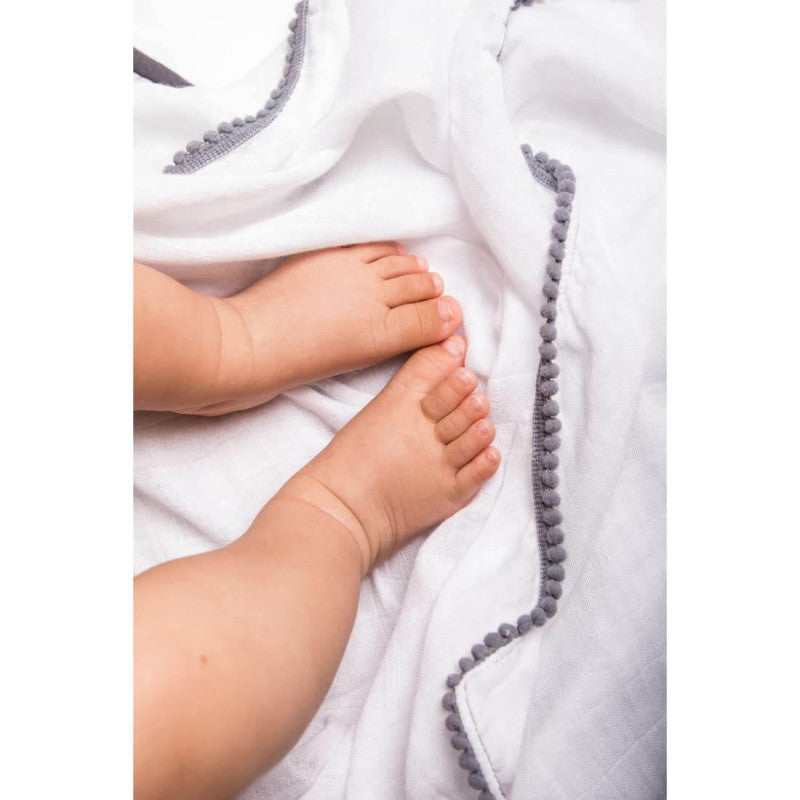 Malabar Baby Bamboo Pom Pom Swaddle - Grey