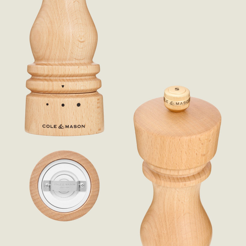 Cole & Mason London 180mm/ 7in Natural Beech Grind Select Gift Set