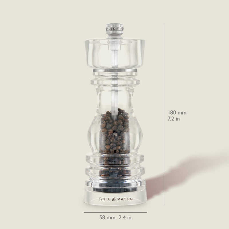 Cole & Mason Holborn 95mm/ 3.75in Acrylic & Black Wood Pepper Mill