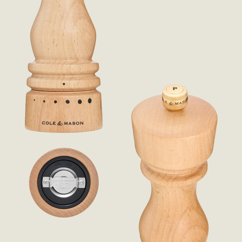 Cole & Mason London 180mm/ 7in Natural Beech Grind Select Gift Set