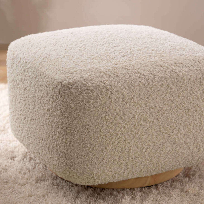 Babyletto Kiwi Gliding Ottoman - Almond Teddy Loop with Light Wood Base
