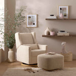 Babyletto Kiwi Gliding Ottoman - Almond Teddy Loop with Light Wood Base