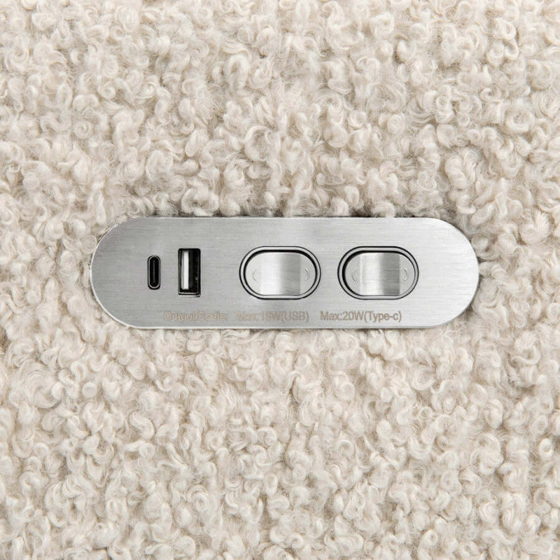 Babyletto Kiwi Plus 電動躺椅/旋轉搖椅，帶電動可調式頭枕和 USB 接口 - 杏仁色泰迪熊圈