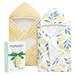 Momcozy Hooded Baby Towel Ultra Soft 2 in a pack - Lemon Leaves