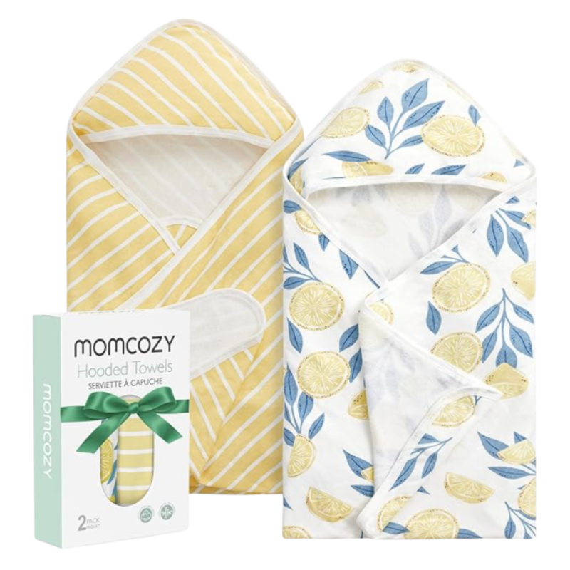 Momcozy Hooded Baby Towel Ultra Soft 2 in a pack - Lemon Leaves