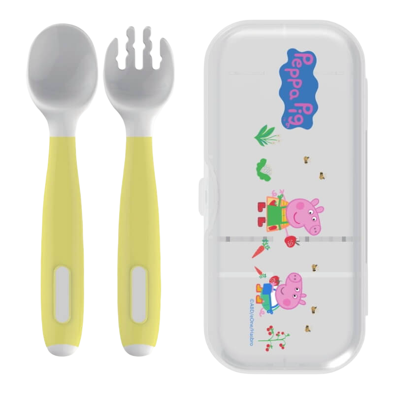 Parents League Peppa Pig Bendable Fork & Spoon with Storage Case - Yellow