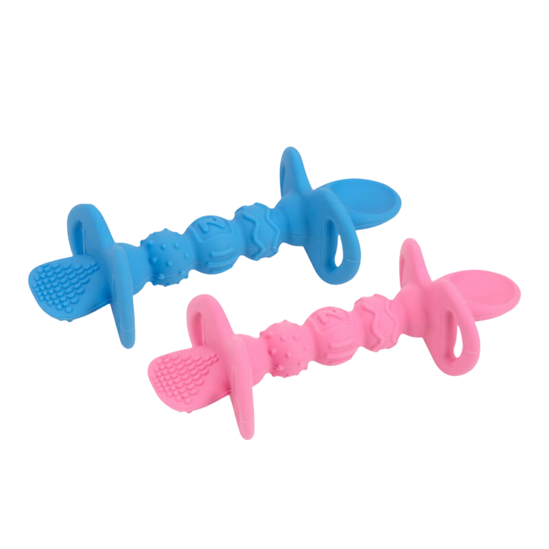 Nuby Sure Grip Dipeez Silicone Self-Feeding Spoons 2-Pack - Pink & Blue