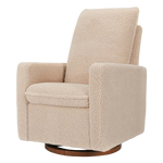 Babyletto Cali Pillowback Swivel Glider - Chai Shearling with Dark Wood Base