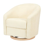 Babyletto Madison Swivel Glider - Ivory Velvet Checker with Light Wood Base
