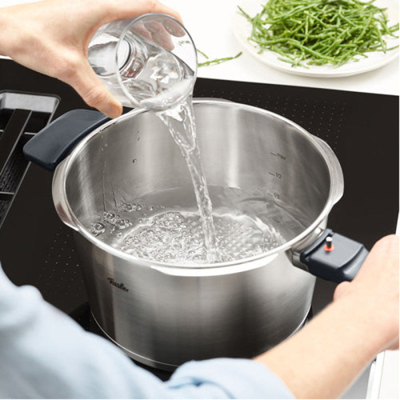 Fissler Vitavit Premium Pressure Cooker 22cm/6L+3.5l W/ Steamer Insert & Tripod Glass Lid
