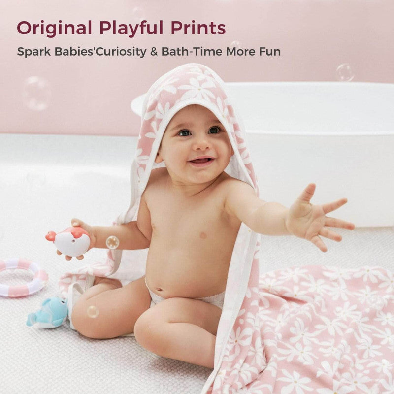 Momcozy Hooded Baby Towel Ultra Soft 2 in a pack - Bloom Bliss XL 90 X 90cm