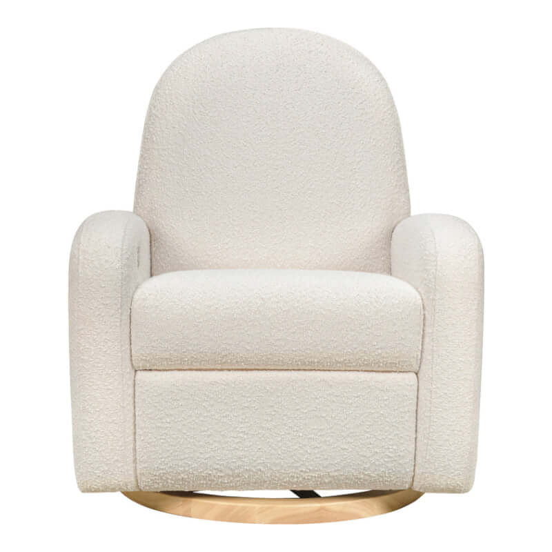 Babyletto Nami 電動躺椅/旋轉搖椅，帶 USB 接口 - 象牙色圈絨面料，淺色木質底座