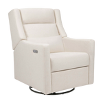 Babyletto Kiwi Plus 電動躺椅/旋轉搖椅，帶電動可調頭枕和 USB 接口 - 性能奶油色環保編織面料