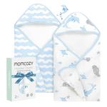Momcozy Hooded Baby Towel Ultra Soft 2 in a pack - Marine Whale Magic