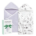 Momcozy Hooded Baby Towel Cotton 2 in a pack - Ink Wash Leaves