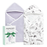 Momcozy Hooded Baby Towel Cotton 2 in a pack - Ink Wash Leaves