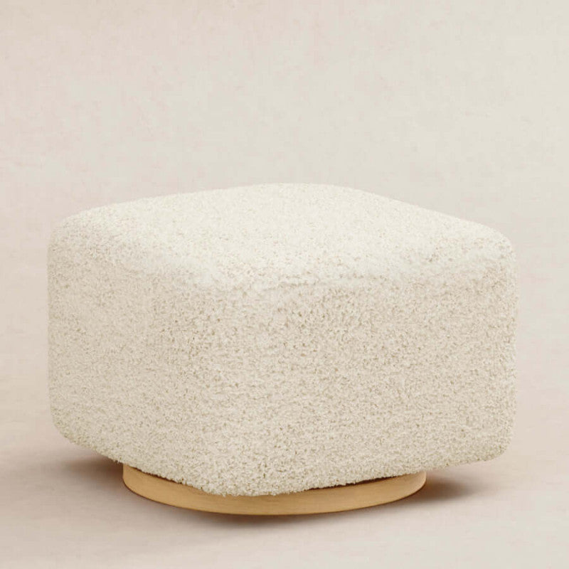 Babyletto Kiwi Gliding Ottoman - Almond Teddy Loop with Light Wood Base
