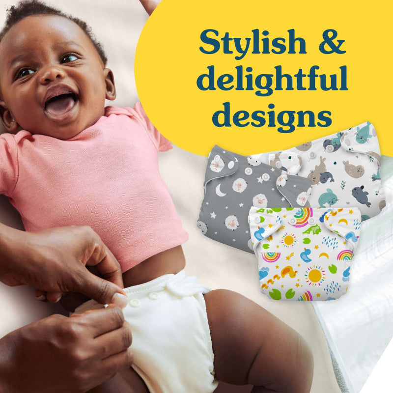 Charlie Banana 3 Pack - Reusable Cloth Diapers Newborn - Ocean Voyage