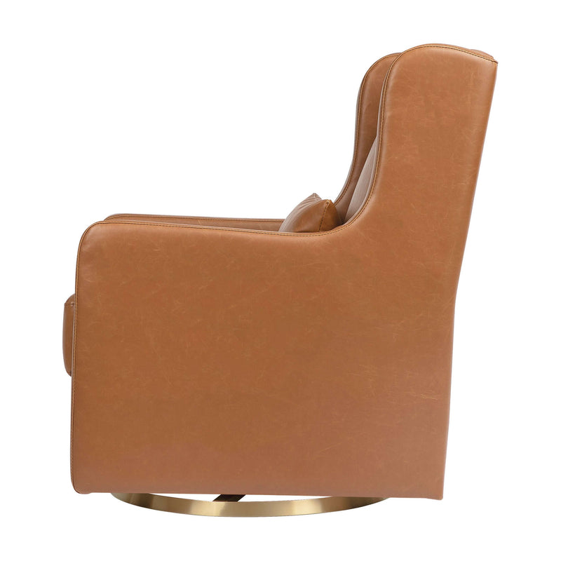 Babyletto Wally Swivel Glider - Vegan Tan Leather with Gold Base