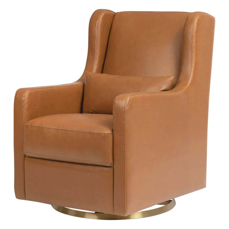 Babyletto Wally Swivel Glider - Vegan Tan Leather with Gold Base