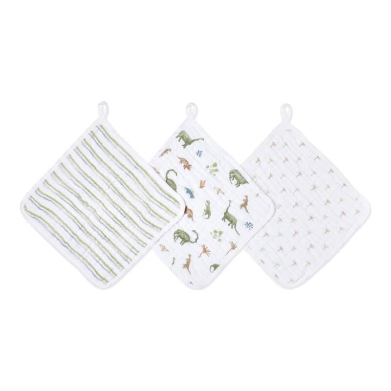 aden + anais Washcloth Set 3-Pack - Dino Jungle