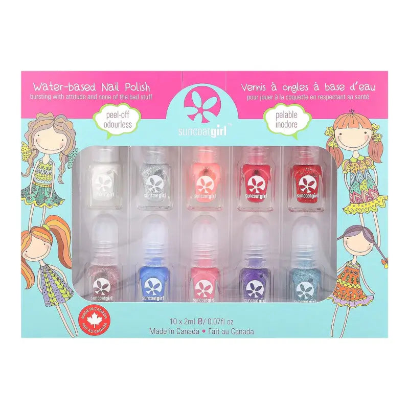 Suncoat Girl Water-Based Nail Polish Kit Flare & Fancy 12 Pieces