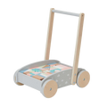 泡泡木製嬰兒車學步車，含46塊積木