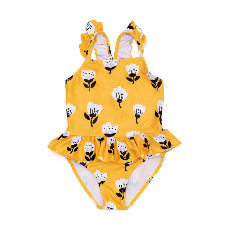 Cotton Pigs Yellow Tulips Baby Toddler Swimsuit