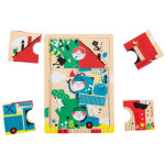 Moulin Roty Les Bambins 3-Level Wood House Puzzle 30x21cm