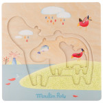 Moulin Roty 風車工紡 Les Papoum Hippopotamus Puzzle 17.5x17.5cm
