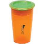 Wow Gear 9 oz (266ml) translucent orange JUICY! WOW cup for Kids with Freshness Lids, green valve & freshness lid
