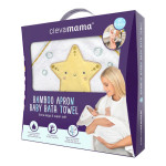 ClevaMama 超柔軟抗菌竹纖維嬰兒沐浴毛巾 98x104cm - 白色配黃色星星