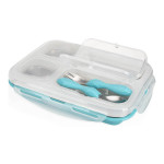 Nuby 努比 Insulated Stainless Steel Lunchbox with Fork & Spoon - Blue