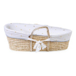 Childhome Moses Basket (Soft Corn Husk) + Handles + Mattress - Natural / Gold Dots Jersey Cover