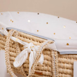 Childhome Moses Basket (Soft Corn Husk) + Handles + Mattress - Natural / Gold Dots Jersey Cover