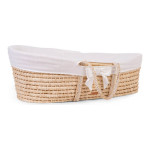 Childhome Moses Basket (Soft Corn Husk) + Handles + Mattress - Natural / Off White Jersey Cover